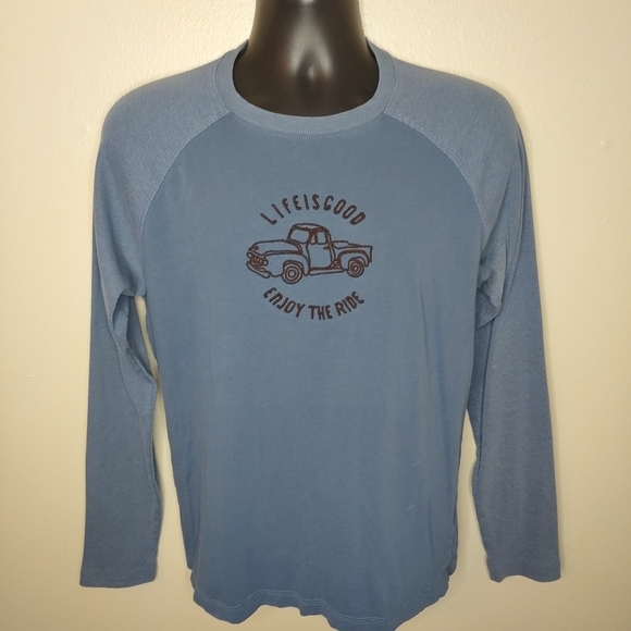 Life Is Good Other - Life is Good Enjoy The Ride  Men's Medium Shirt T-shirt Long Sleeve Blue Cotton